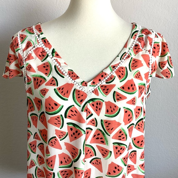 SUMMER CLOSEOUT ☀️ \Anthropologie\ Maeve Watermelon Shirt - Picture 3 of 14